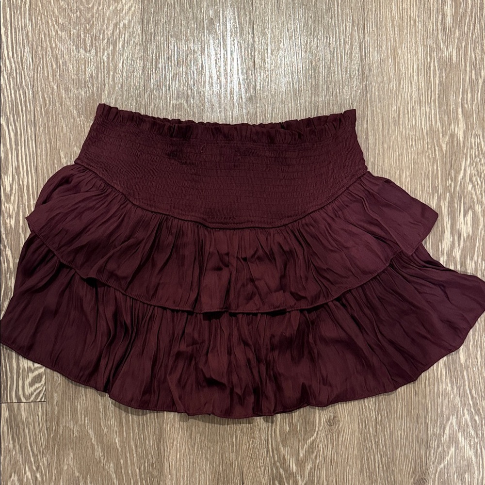 The Impeccable Pig Burgundy Layered Mini Skirt